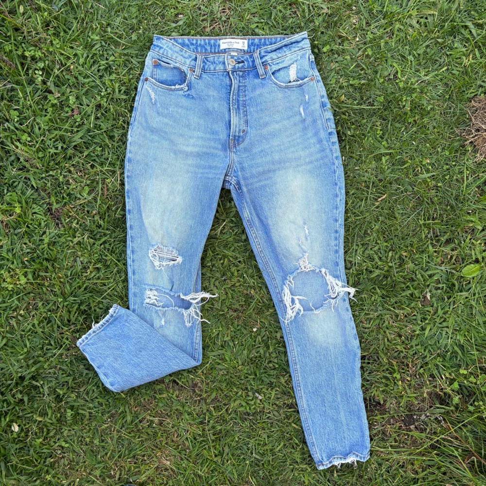 Abercrombie & Fitch curve love distressed Light Blue Denim Jeans